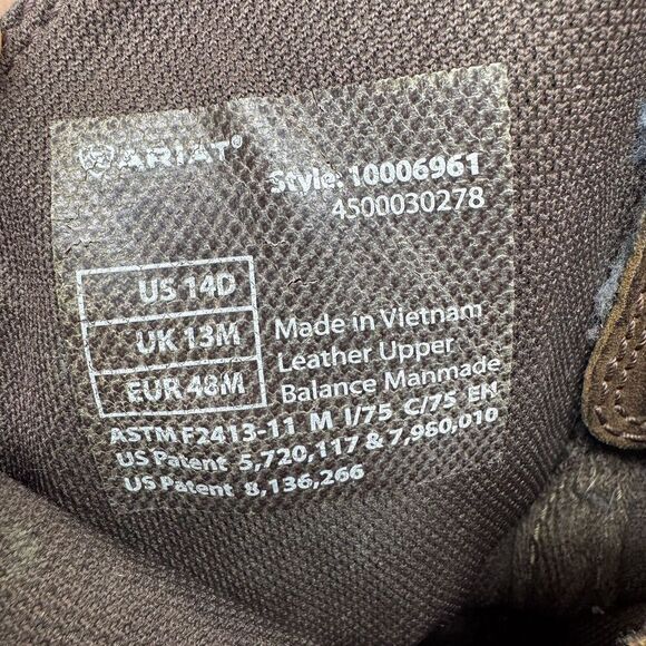 Ariat WorkHog Wide Square Toe Work Boots Men’s Size 14D Orange Steel Toe main image 7